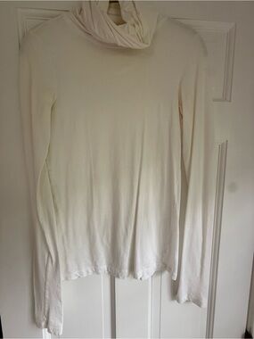 Theory Cream Long-Sleeve Cowl Neck Sweater